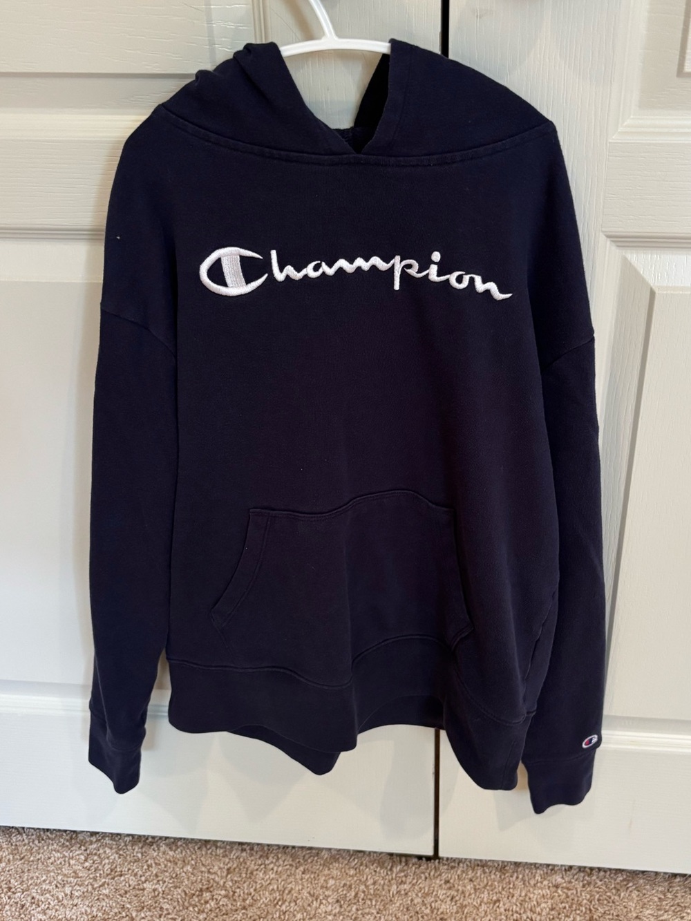 Champion Dark Navy Pullover Hoodie with Script Tag